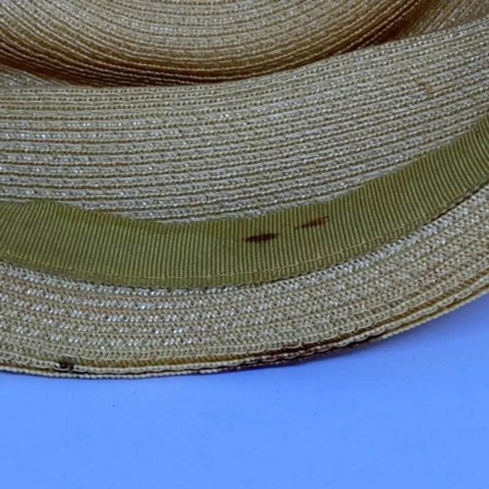 Vintage Yellow Hat with Silver V Shaped Accent
